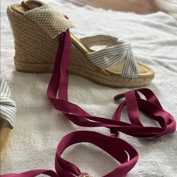 J. Crew Shoes - J Crew blue and white striped Espadrille, NWOT, size 7